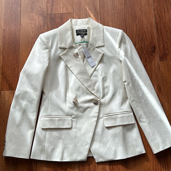 J.Crew Devon Blazer in Bi-stretch Cotton Blend Ivory Petite 00P NWT - Picture 3 of 8